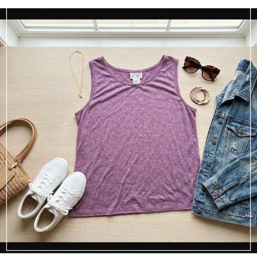 Vintage Lacy After Noon Shell Kepler Tank Top Large Purple 90s Cottagecore Boho